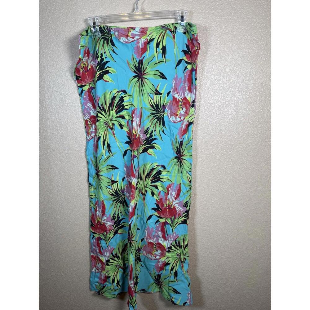 Vtg Ilyse Hart‎ ltd Tropical Floral Print Skirt Sz M Womens Rayon Pull On Skirt